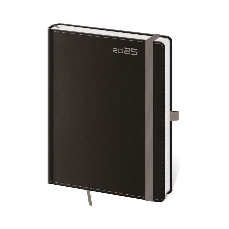 Diár DOUBLE BLACK týždenný B6 12x16,5cm 2025