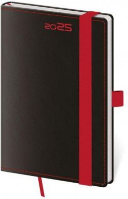 Diár BLACK RED týždenný vreckový 9x14cm 2025