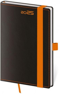 Diár BLACK ORANGE týždenný vreckový 9x14cm 2025