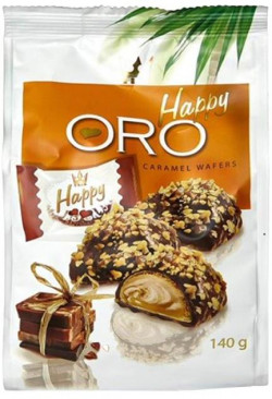 Oblátky HAPPY Oro s karamelovou náplňou 140 g