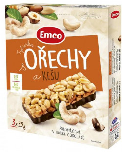 Tyčinka Emco s orechami a kešu 3 x 35 g