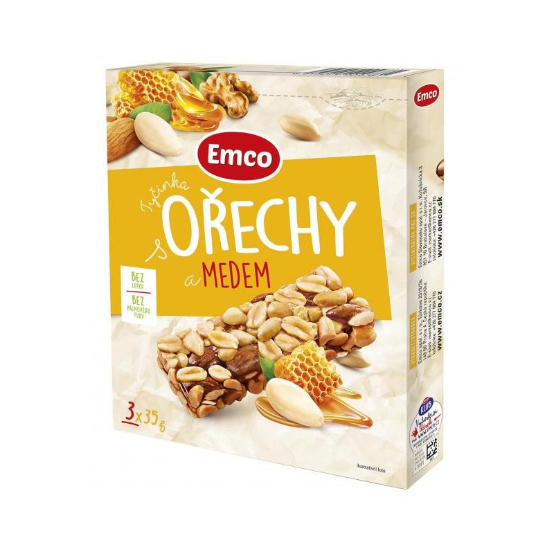 Tyčinka Emco s orechami a medom 3 x 35 g