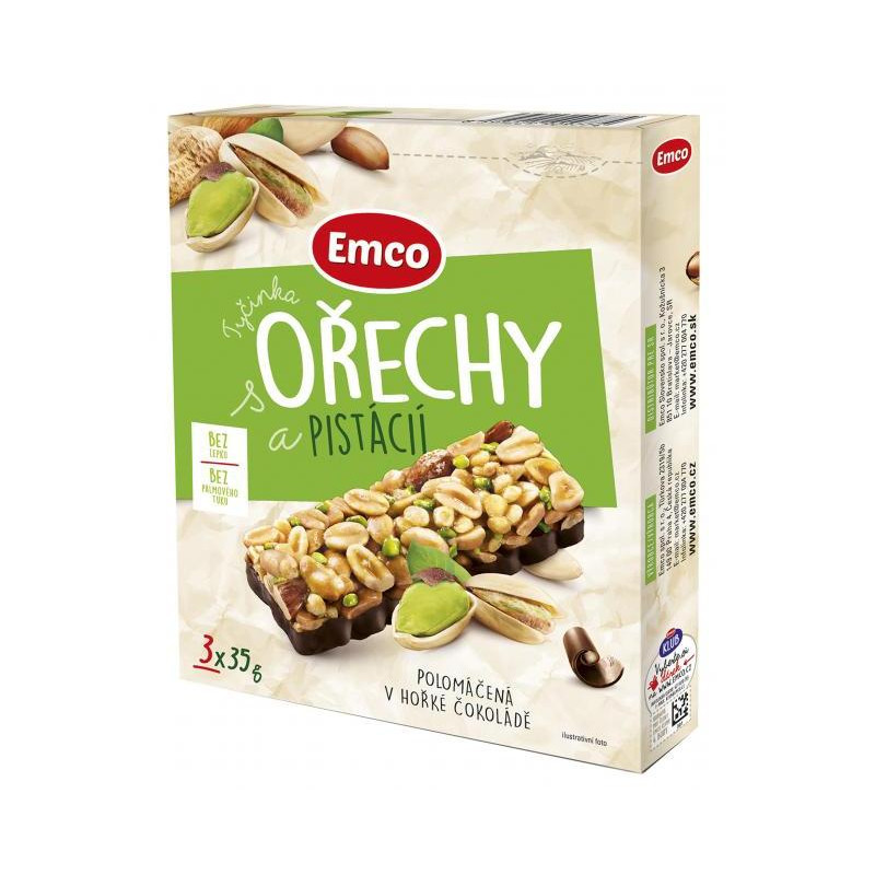 Tyčinka Emco s orechami a pistáciou 3 x 35 g