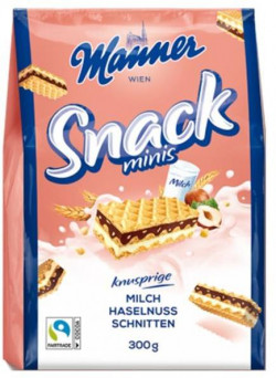 Oblátky Manner Snack Minis lieskovoorieškové 300 g