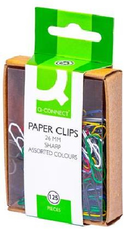 Spisové spony Q-CONNECT 26mm mix farieb 125ks