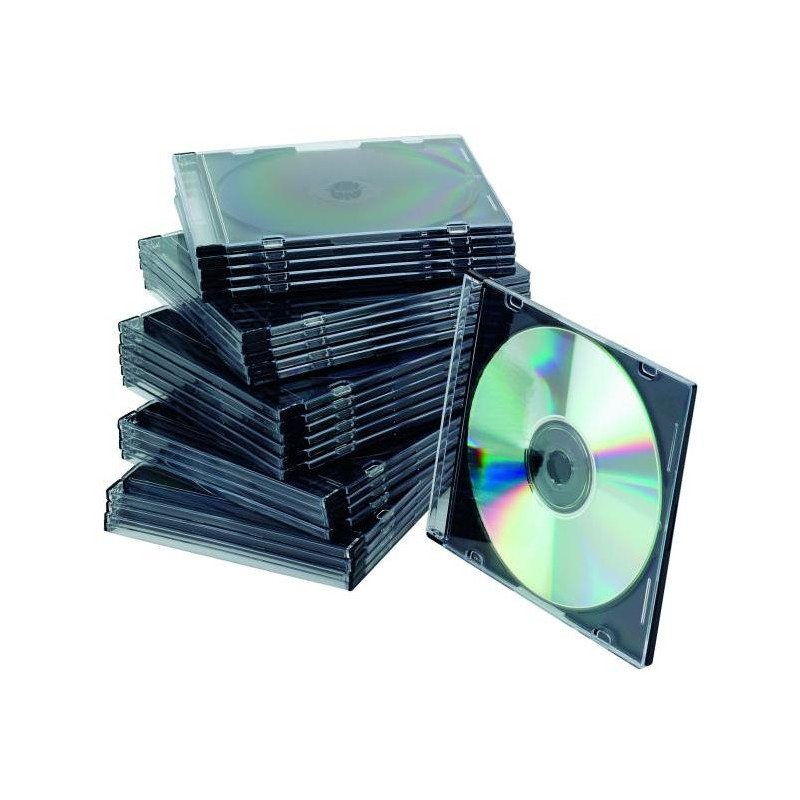 Obal Slim na CD/DVD Q-CONNECT z plastu čierny/priehľadný, 25ks