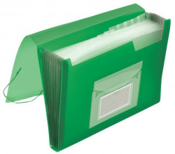 Aktovka plastová s 12 priehradkami Q-CONNECT priehľadná zelená