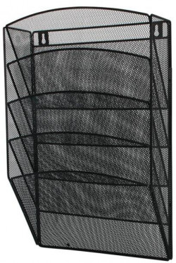 Drôtený stojan nástenný s 5 priehradkami 315x440x93mm čierny