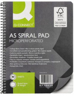Blok College Q-CONNECT A5 80 listov linajkový
