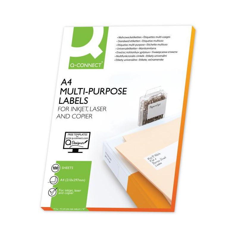 Etikety univerzálne 70x37mm Q-CONNECT A4 100 hárkov