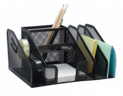 Drôtený stolový organizér so 6 priehradkami Q-CONNECT čierny