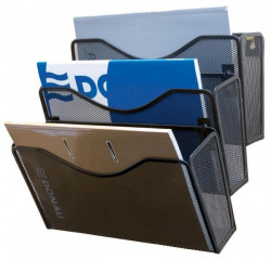 Drôtený stojan nástenný s 3 odkladačmi 325x230x330mm čierny