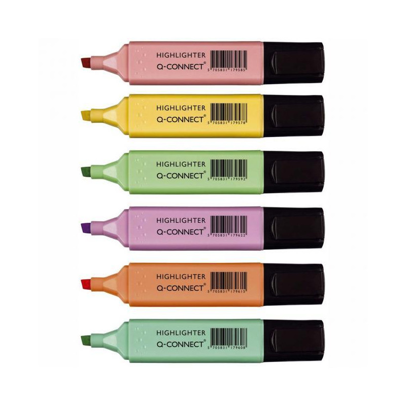 Sada zvýrazňovačov Q-CONNECT pastel 6f