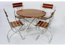 Záhradný set Arnika klasik, 1x stôl, 4x stolička, drevo farba gaštan, skelet RAL 6005 zelená