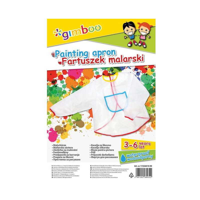 Detská maliarska zástera Gimboo transparentná