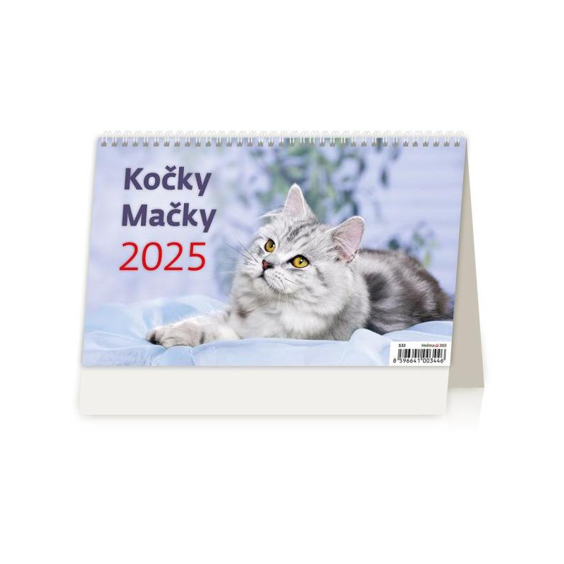 Stolový kalendár riadkový - Kočky/Mačky 2025