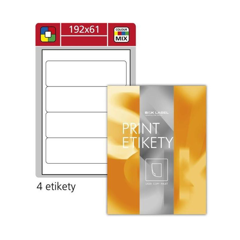 Etikety na zakladače, mix farieb, 192x61mm, 400 ks