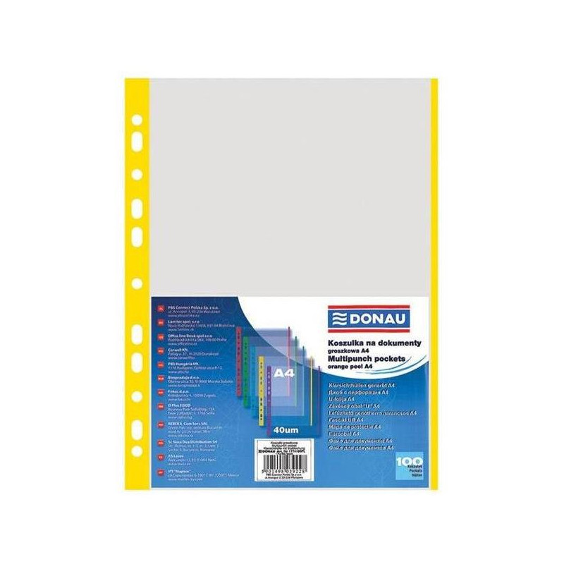 Euroobal DONAU A4 40mic so žltým okrajom 100ks