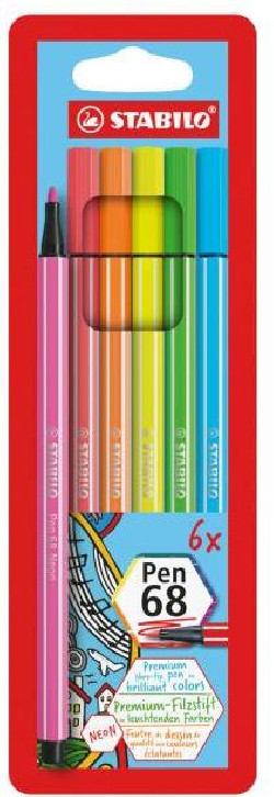 Sada STABILO Pen 68 neon 6 ks Púzdro