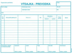 Výdajka - prevodka, A5, bez DPH, samoprepis s kart. obálkou a podložkou