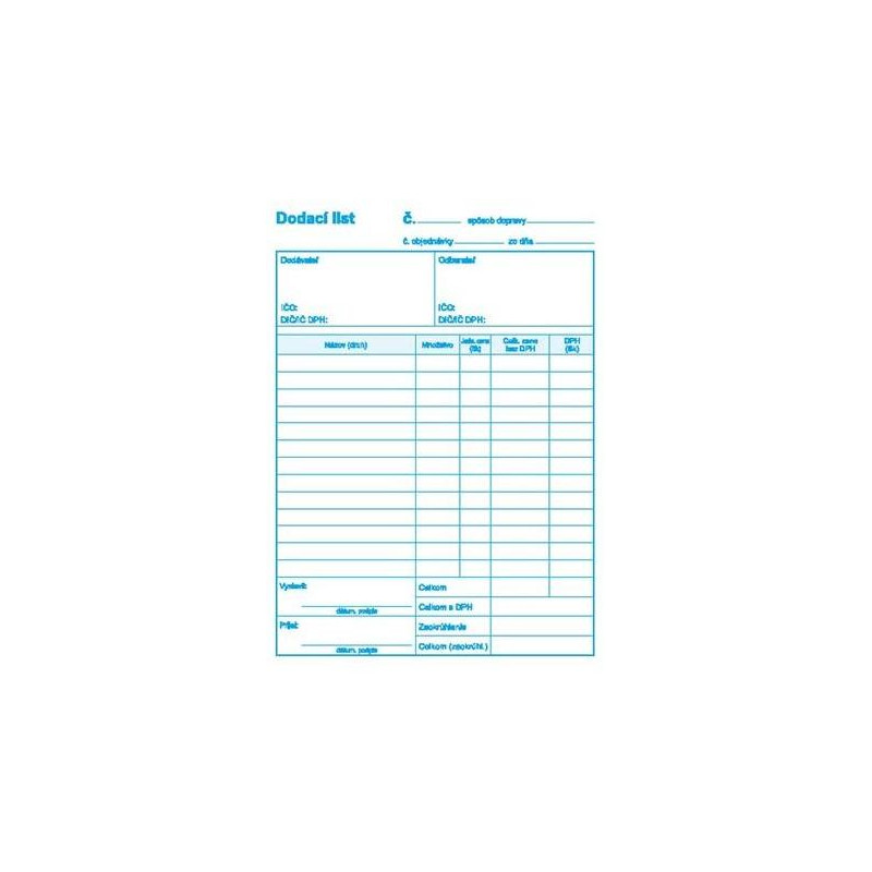 Dodací list s DPH, samoprepis, A4