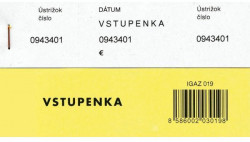 Vstupenka číslovaná 3-dielna, 100 lístkov