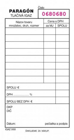 Paragón číslovaný, samoprepis, A6