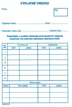 Výplatné vrecko, C6