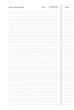 Stavebný denník, číslovaný, A4, 158 listov