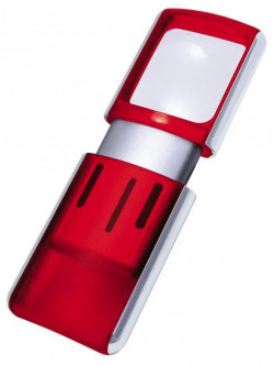 Lupa 3,5x3,8cm s podsvietením červená