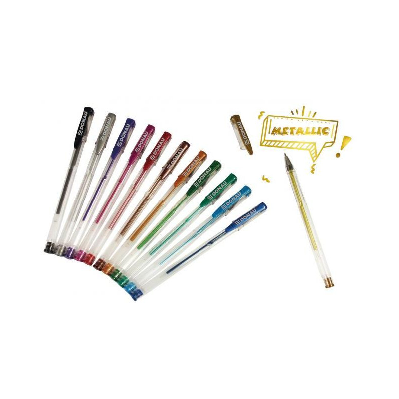 Gélové perá metalické DONAU 12 farieb