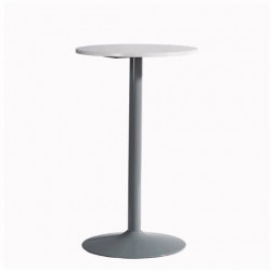 Barový stôl, v.112,5 x š.70 x h.70 cm, rám sivý, doska biela kruh