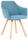 Čalúnené kreslo Wind Wood, drevené nohy, látka VIS021 modrá