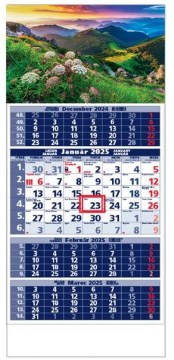 Plánovací kalendár ŠTANDARD 4M modrý - Obr.B 2025