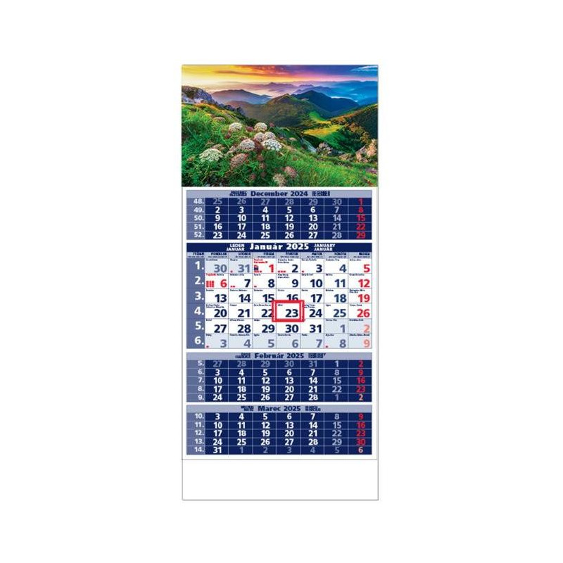 Plánovací kalendár ŠTANDARD 4M modrý - Obr.B 2025