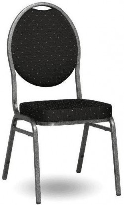 Banketová stolička Black Round, antracitový rám, látka čierna