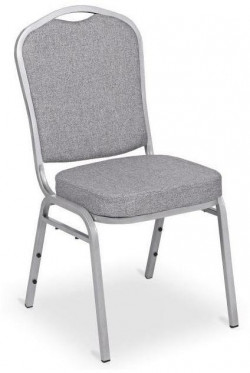 Banketová stolička Silver Smooth, strieborný rám, látka sivá