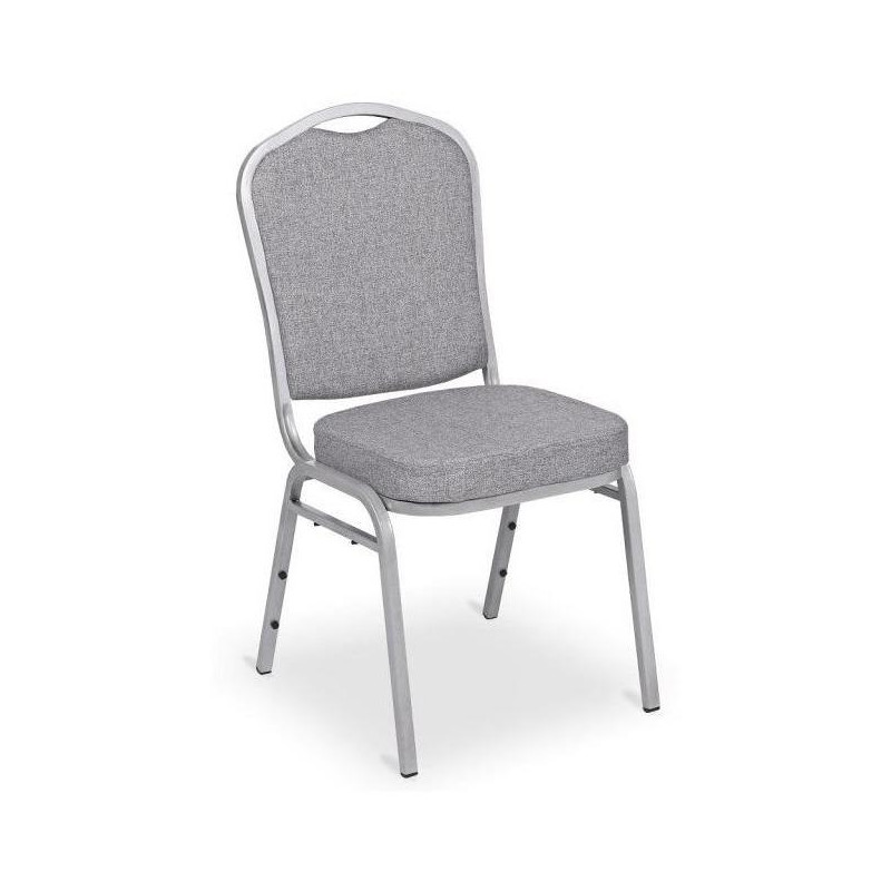 Banketová stolička Silver Smooth, strieborný rám, látka sivá