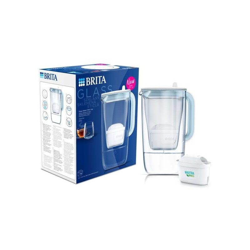 Filtračná kanvica Brita Glass Jug, 2,5 l, sklenená,  svetlo modrá