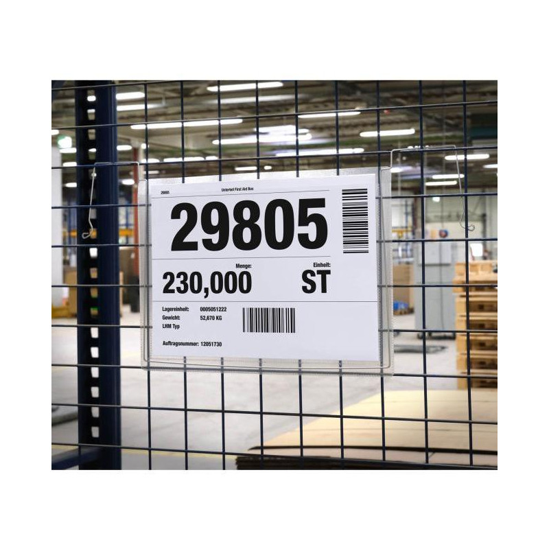 Závesné vrecko s drôteným vešiakom na šírku A4, 50ks, transparentné Vrecko s drôteným závesom