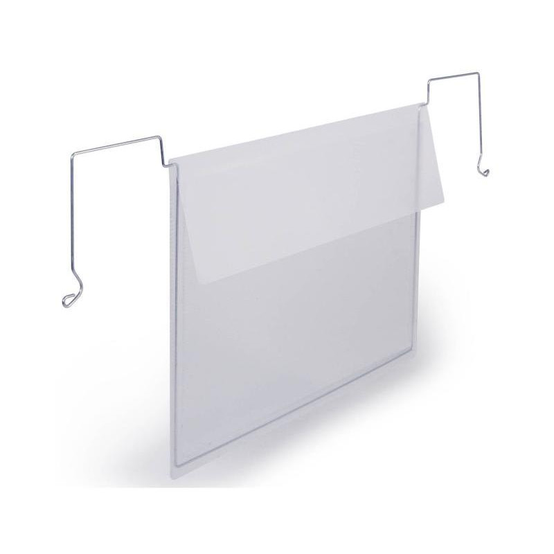 Závesné vrecko s drôteným vešiakom a klopou na šírku A5, 50ks, transparentné Vrecko na dokumenty z polypropylénovej fólie A5