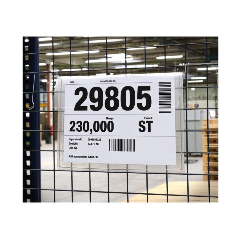 Závesné vrecko s drôteným vešiakom a klopou na šírku A4, 50ks, transparentné Vrecko na dokumenty z polypropylénovej fólie A4