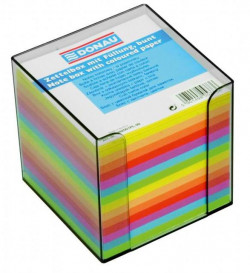 Bloček kocka nelepená, 90x90x90 mm, neónové farby, dymová krabička