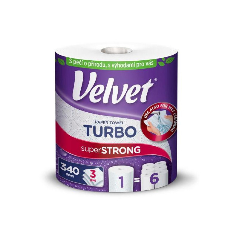 Kuchynské utierky 3-vrstvové Velvet Turbo 1ks, 75,82m