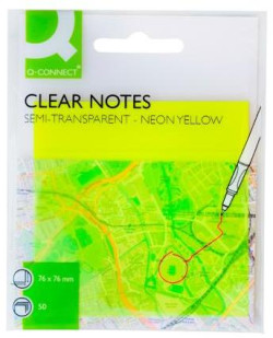 Samolepiaci bloček Q-CONNECT priehľadný žlty 76x76mm 50 l