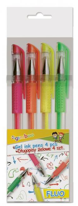Gélové perá Gimboo 0,5mm fluorescenčné farby 4 ks