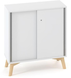 Policová skriňa ALFA ROOT, posuvné dvere, 1 polica, 80x45x88,7cm, biela