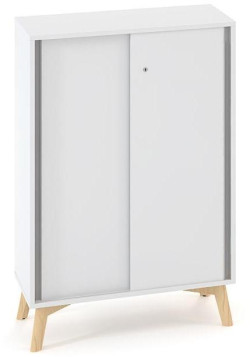 Policová skriňa ALFA ROOT, posuvné dvere, 2 police, 80x45x121,5cm, biela