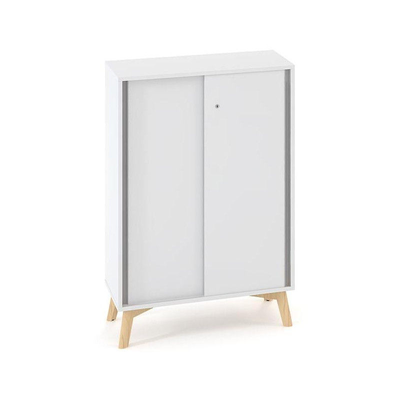 Policová skriňa ALFA ROOT, posuvné dvere, 2 police, 80x45x121,5cm, biela