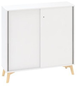 Policová skriňa ALFA ROOT s del.priečkou, posuvné dvere, 2 police, 120x45x121,5cm, biela